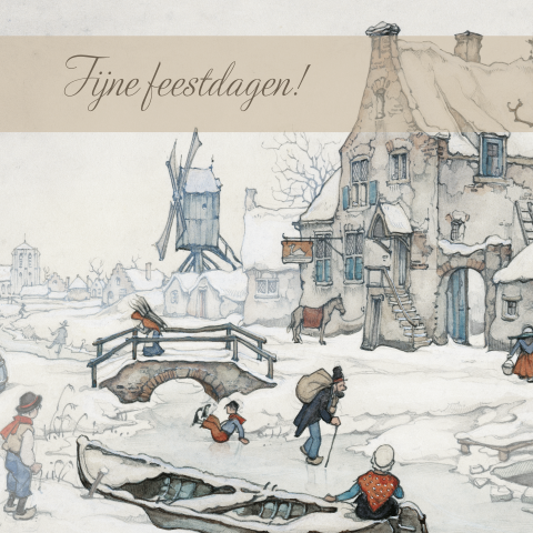 Anton Pieck kerstkaart winters landschap