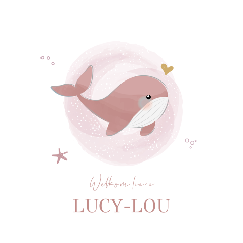 Vierkante raamsticker meisje walvis roze