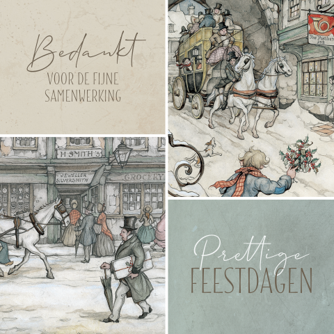 Zakelijke kerstkaart Anton Pieck postkoets