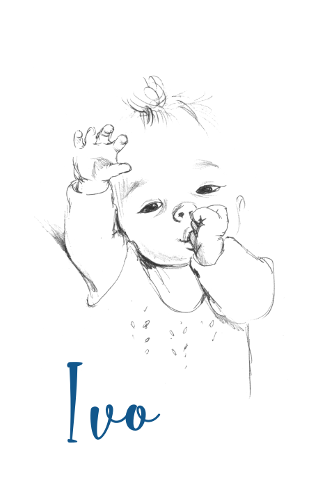 Geboortekaart pentekening duimende baby