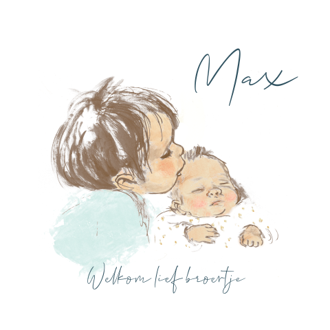 Pentekening kleur baby grote broer