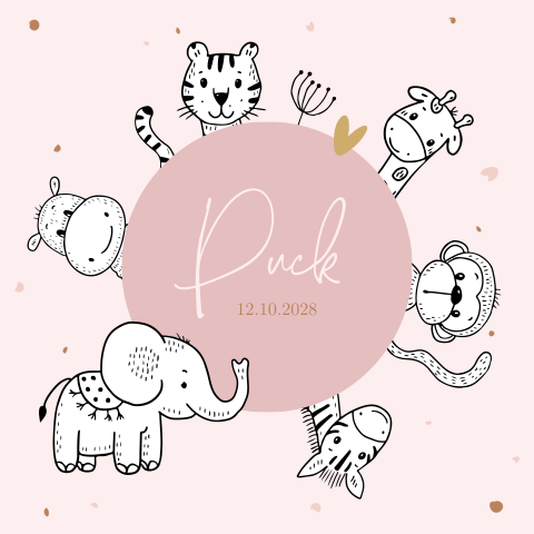Raamsticker meisje jungle dieren roze