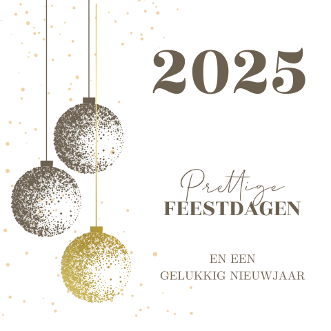 Kerstkaart zakelijk kerstballen goudfoliedruk