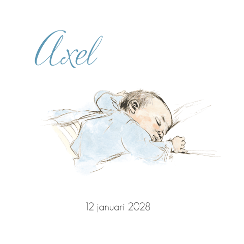 Pentekening geboortekaartje baby jongen