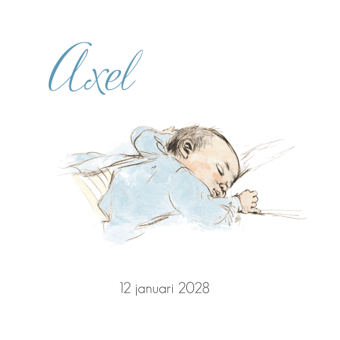 Pentekening geboortekaartje baby jongen