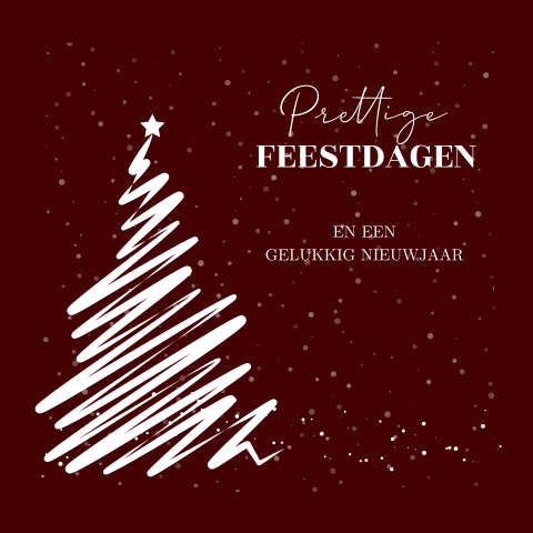 Zakelijke kerstkaart donkerrood kerstboom silhouet