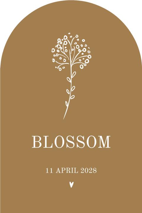 Lief geboortekaartje in boogvorm meisje bloem