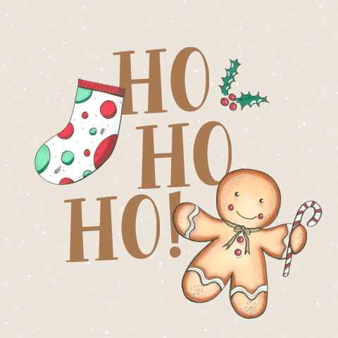 Kerstkaart peperkoek manneke kerstsok
