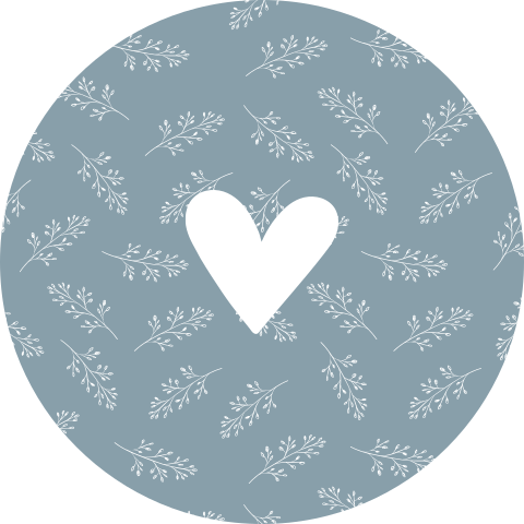 Sluitsticker geboortekaartje blauw takjes hartje