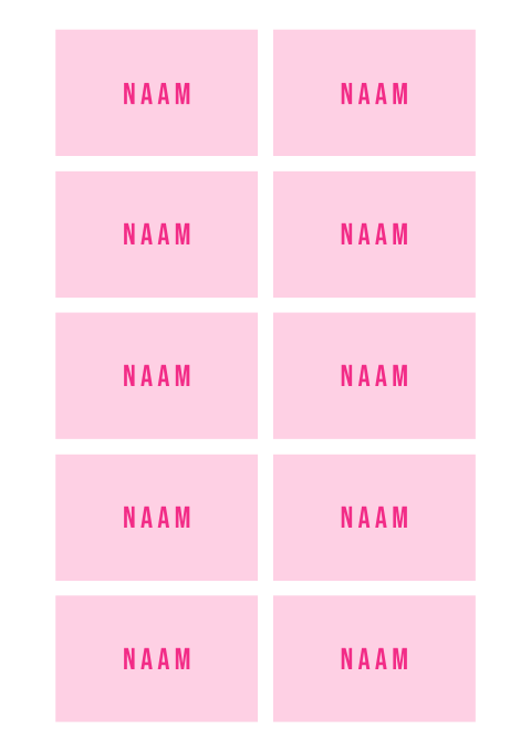 Naamkaartjes zomers neon roze geel | 5 x 8 cm