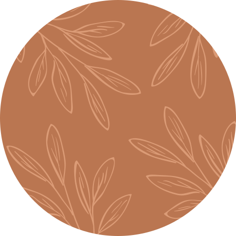 Sluitsticker terracotta botanisch blaadjes