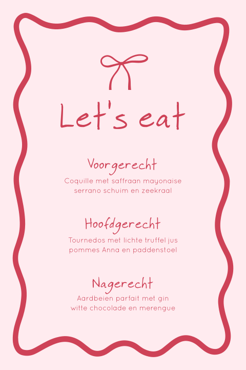 Menukaart roze rood wave golfvorm