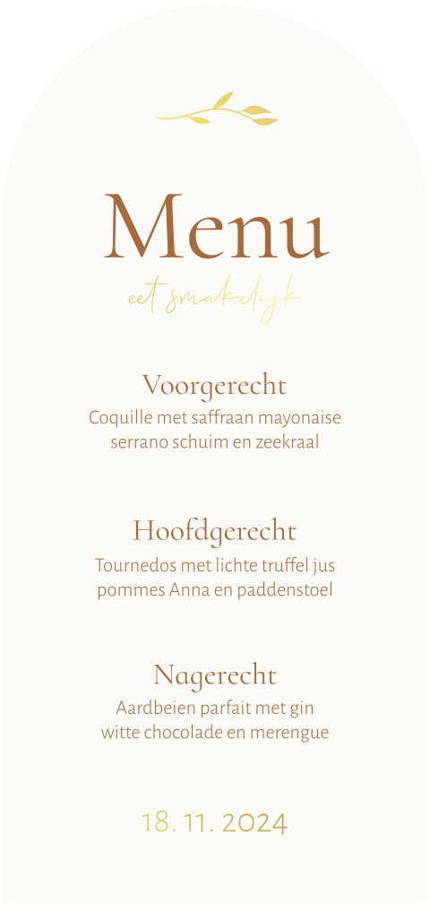 Menukaart boogvorm boho chic