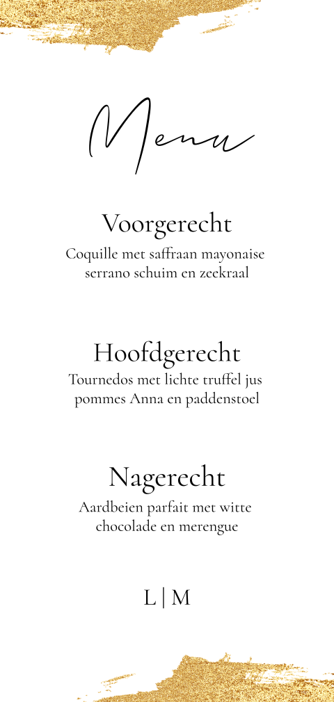 Menukaart luxe goudvegen zwart wit