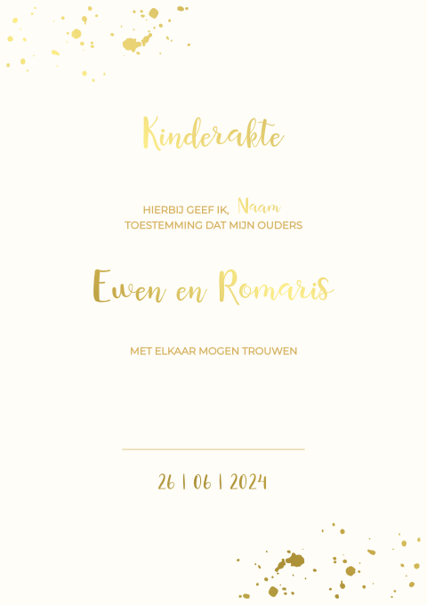 Kinderakte crème met goudspetters