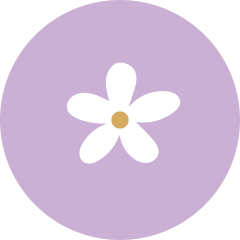 Sluitsticker paars witte bloem
