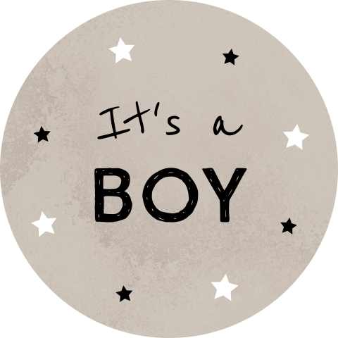 Sluitsticker geboortekaartje jongen beige zwart its a boy
