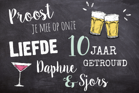 Feestelijke uitnodiging 10 jarig huwelijksjubileum