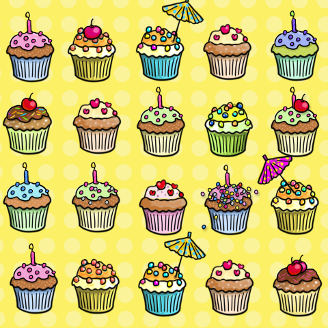 Uitnodiging Versierd met Vrolijke Cupcake Tekeningen!