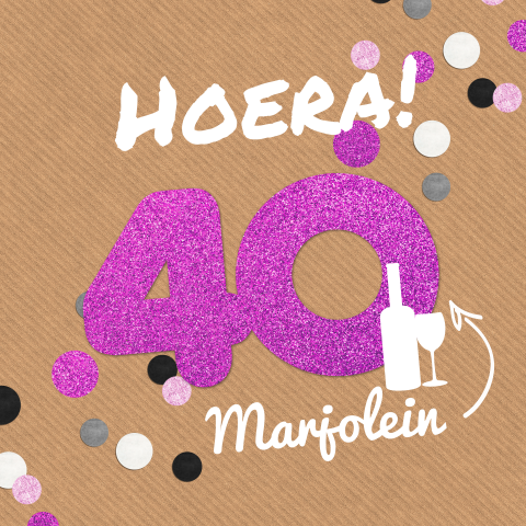 Uitnodiging verjaardag met paarse glitter 40