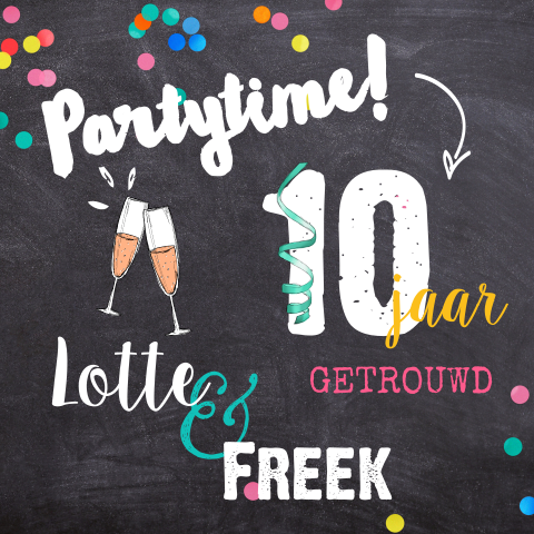 Vrolijke uitnodiging voor een 10 jarig huwelijksjubileum