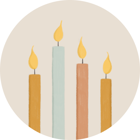 sluitsticker met geïllustreerde kerst kaarsjes