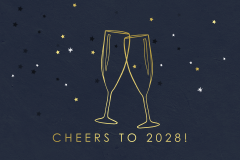 Uitnodiging voor een nieuwjaarsborrel met champagneglazen
