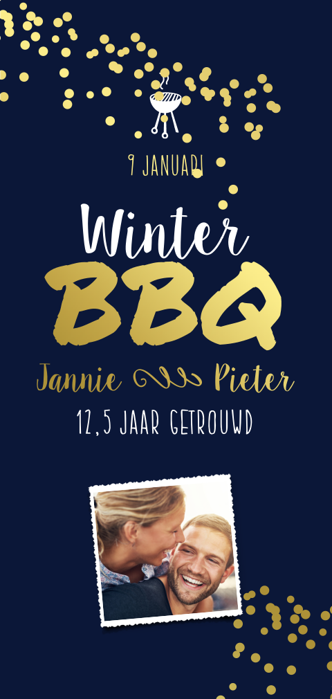 Winter bbq uitnodiging met ruimte voor persoonlijke foto