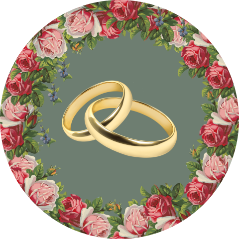 Romantische met rozen en gouden ringen