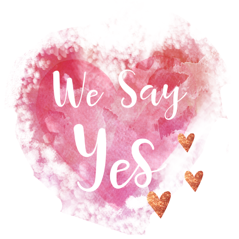 Roze aquarel hart. We say yes!