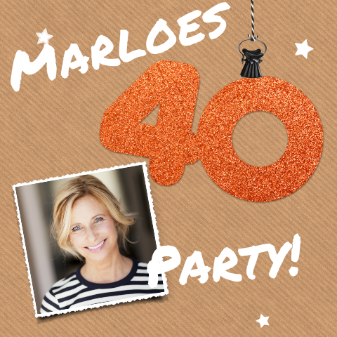 Uitnodiging verjaardag met oranje glitter 40