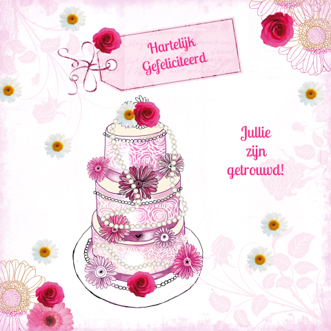 Felicitatie huwelijk taart