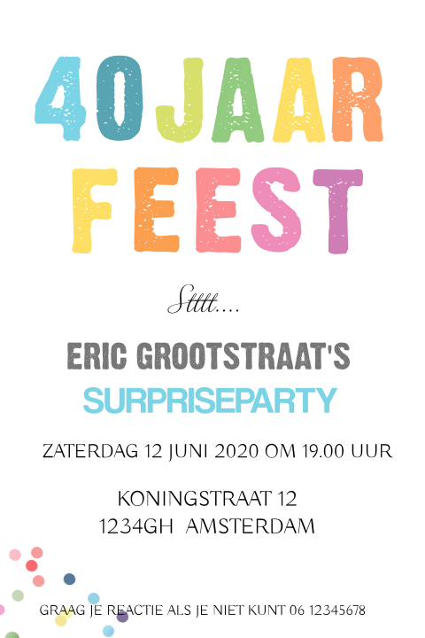 Leuke hippe surpriseparty met confetti
