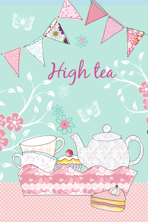 High tea uitnodiging met dienblad
