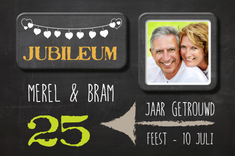 hippe krijtbord uitnodiging 25 jubileum