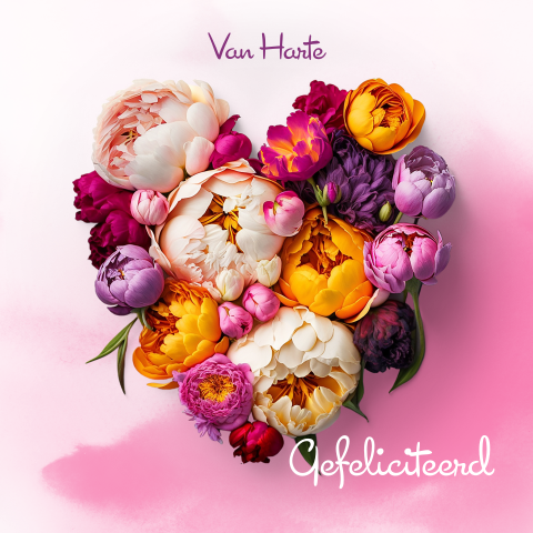 Felicitatiekaart bloemenhart