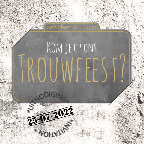 Stoere uitnodiging voor trouwfeest