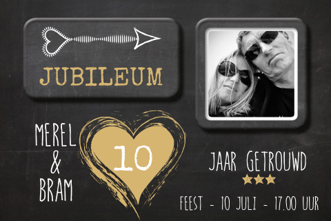 Jubileumuitnodiging 10 in krijtbord stijl