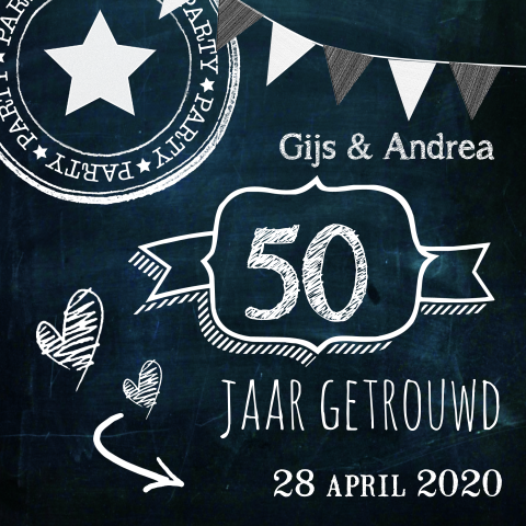 Hip kaartje voor huwelijks jubileum feestje