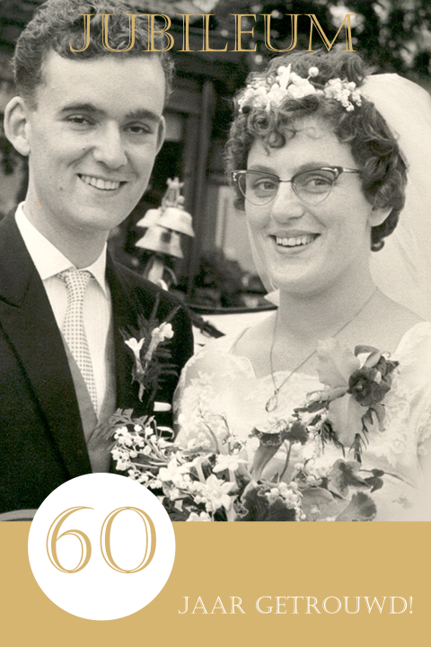 Jubileumkaart 60 jaar huwelijk met foto
