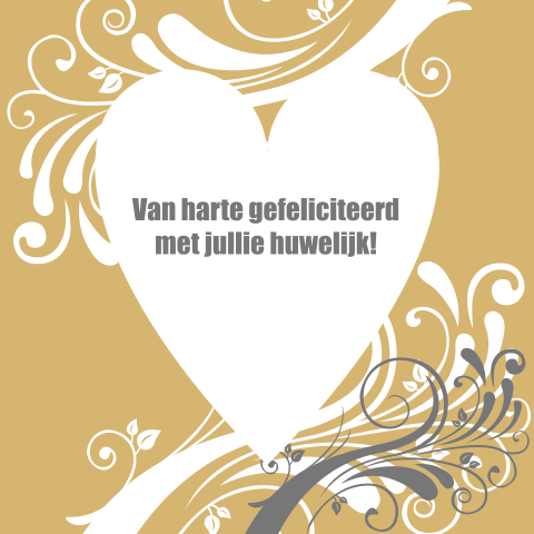 Chique wenskaart voor een huwelijkssluiting met hart