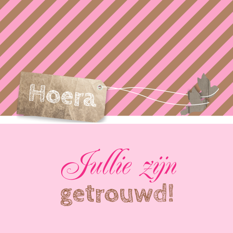 Kaart felicitatie huwelijk in roze kleurthema