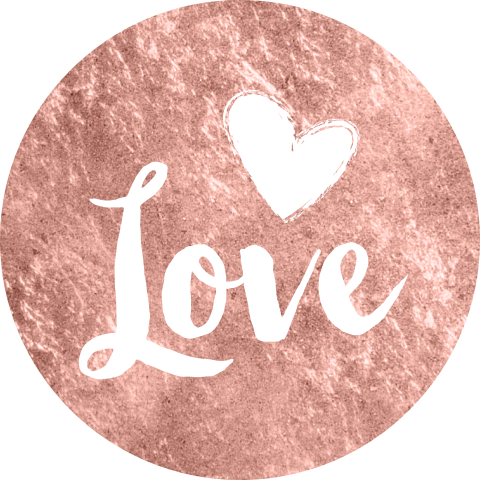 Sluitzegel 'Love' op rosé metalic look achtergrond