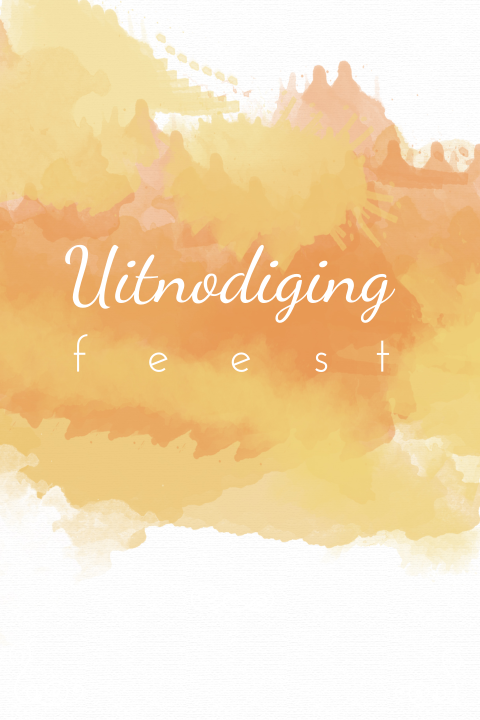 Uitnodiging feest met oranje aquarel streep