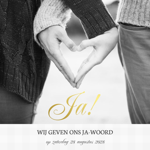 Trouwkaart met foto en stijlvolle lettertypes