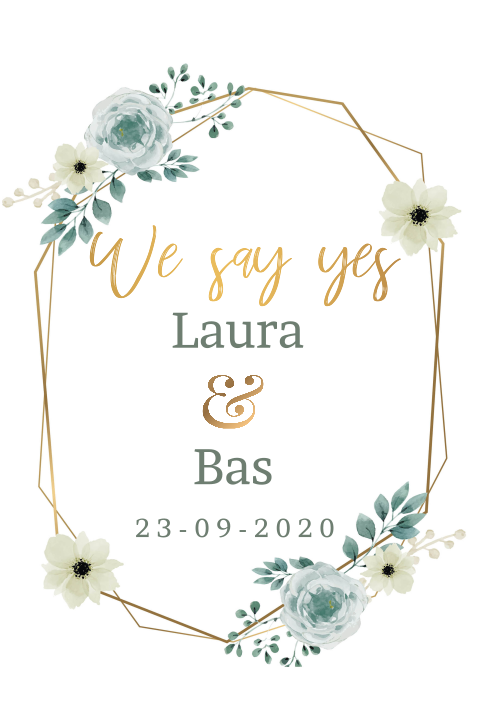 Botanische trouwkaart met lieve bloemetjes