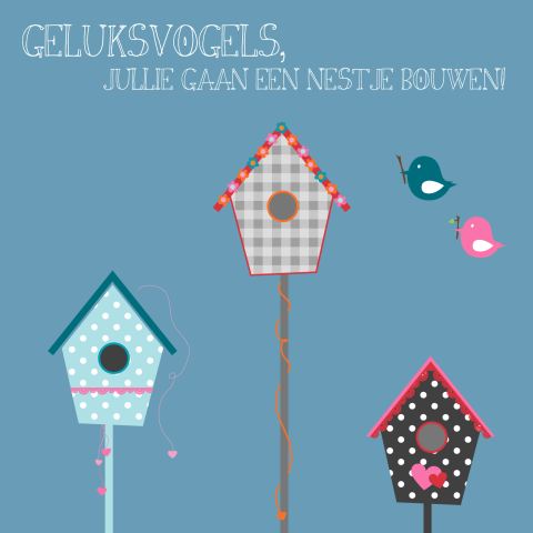 Felicitatiekaart bruiloft - Geluksvogels