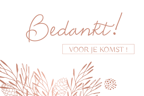 Bedankkaart met koperkleurige takjes