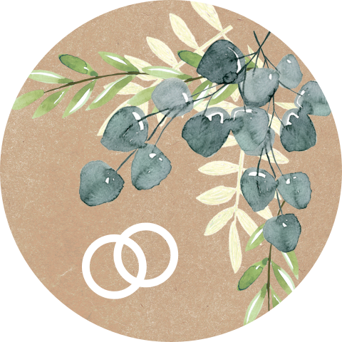 Sluitzegel  huwelijksjubileum met kraft en eucalyptus