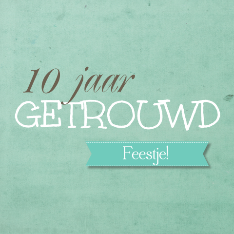 Mintgroene uitnodiging voor 10 jarig jubileum